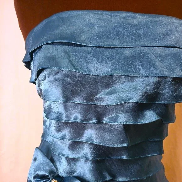 Dark Teal Ruffle Dress - Picture 2 of 5